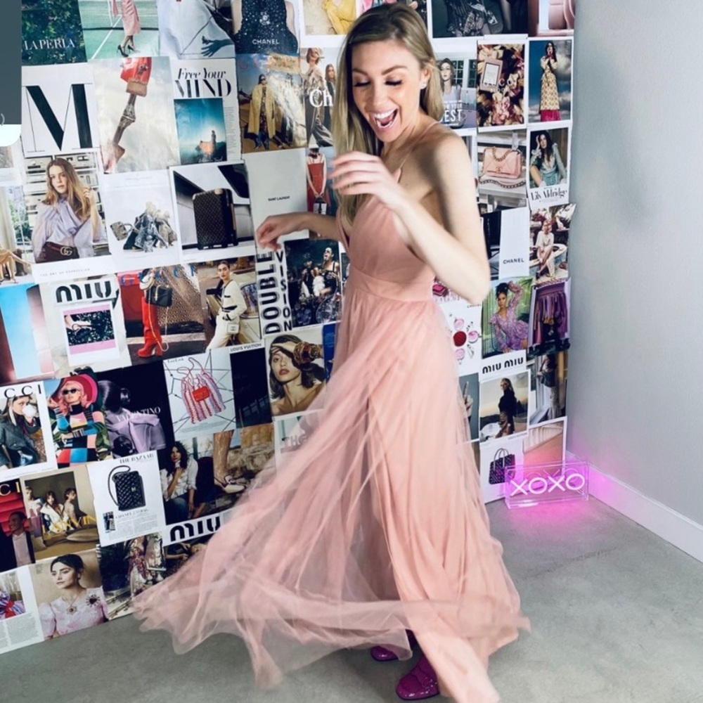 Windsor Champagne Blush Pink Goddess Maxi Dress